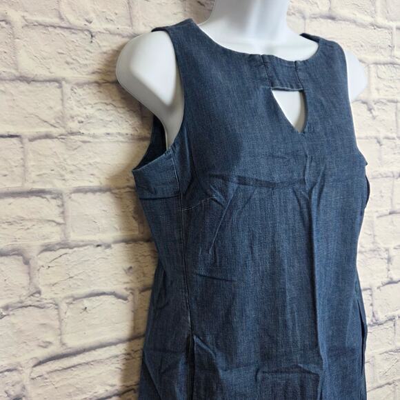 Anne Klein Dress Womens Size 4 Sleeveless Chambray Pockets - Picture 3 of 13